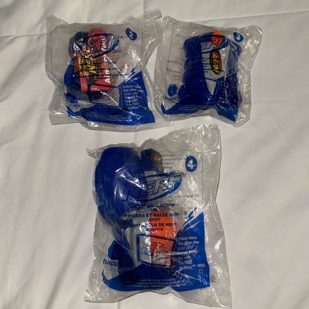 2015 McDonald’s happy Meal NERF TOYS #2 #3 #4 new Blast from the past